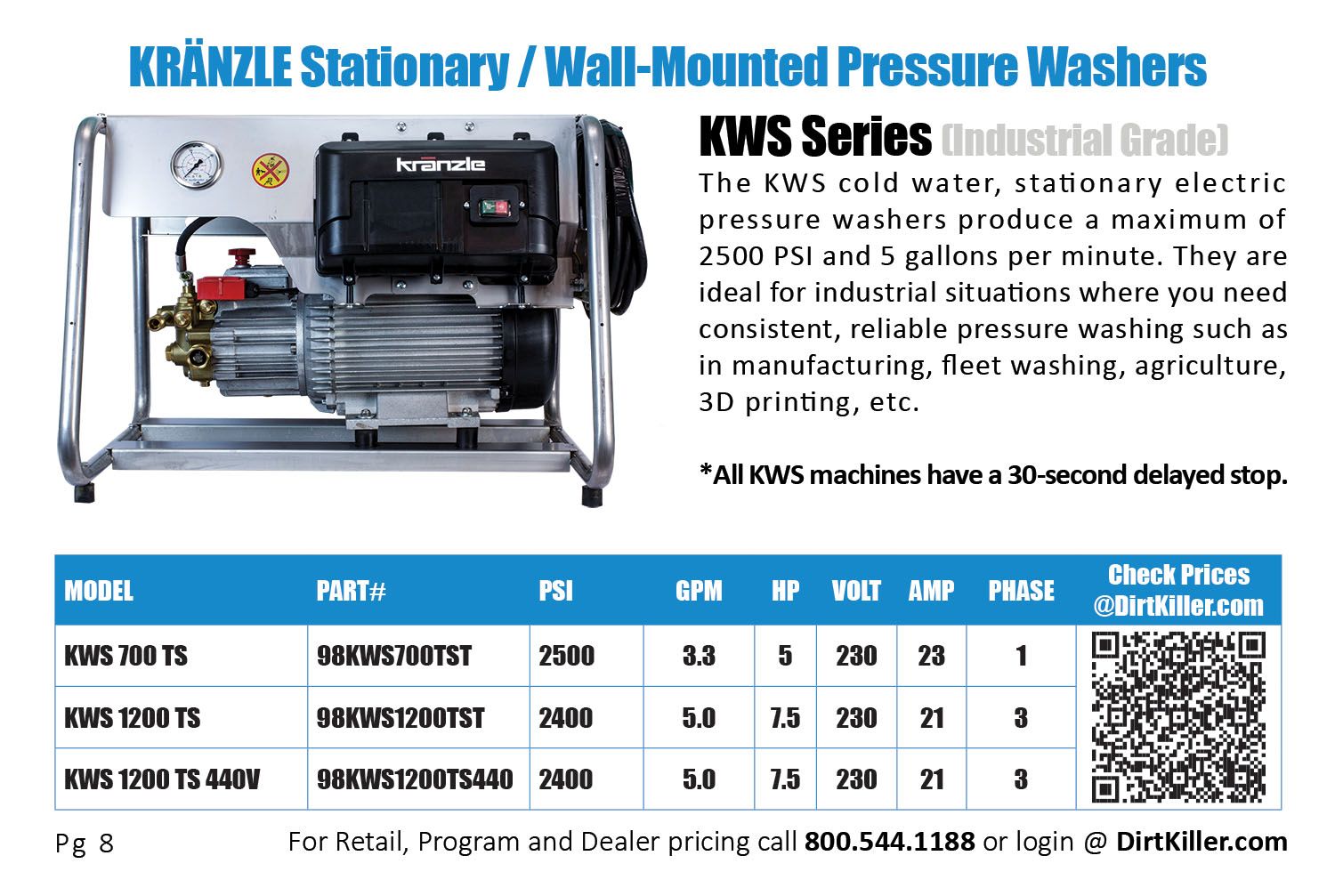 Dirt Killer Pressure Washer Catalog  - 2022 Kranzle KWS industrial wall mount