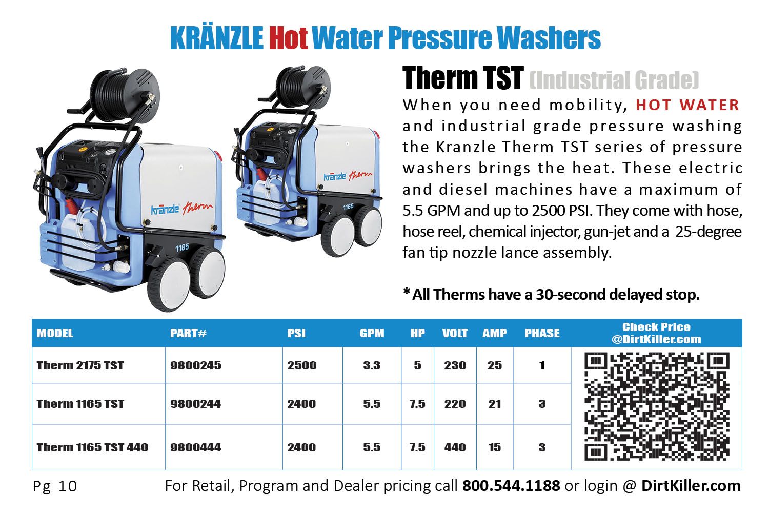 Dirt Killer Pressure Washer Catalog  - 2022 Kranzle 4 wheel Therms - Hot water electric Diesel