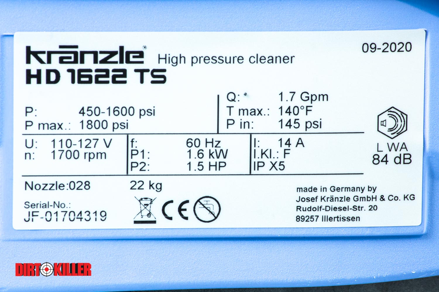 Kränzle K1622TS 1600 PSI 1.7 GPM Electric Pressure Washer-image_6.7 GPM Electric Pressure Washer-image_6