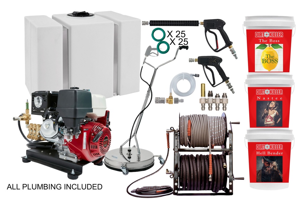  Complete 5GPM Cold Water Install Kit, Includes Loose Tank, Machine, Reels, And Chem Tank