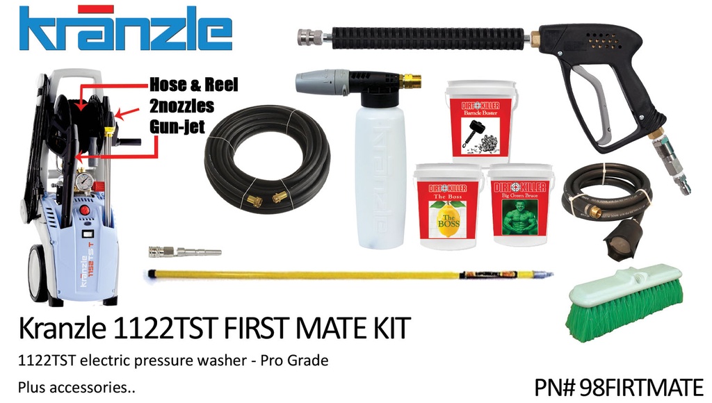 DIY First Mate Kit- Includes Kranzle 1122TST, Foam Cannon and Accessory Kit For DIY Boat Cleaning