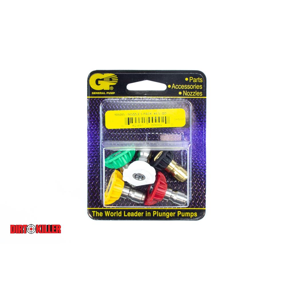  General Pump #4.5 Nozzle Pack  (0 degree , 15 degree , 25 degree , 40 degree , & Soap)