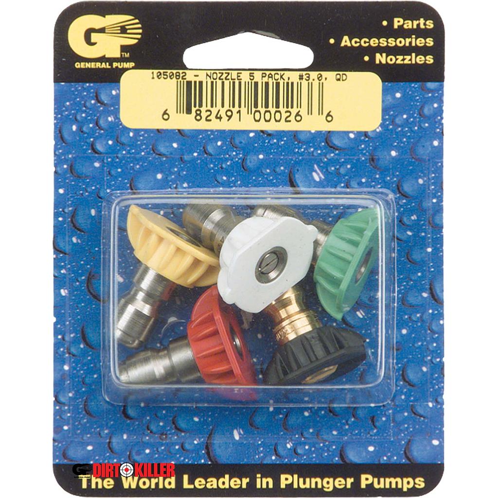  General Pump #3.0 Nozzle Pack  (0 degree , 15 degree , 25 degree , 40 degree , & Soap)