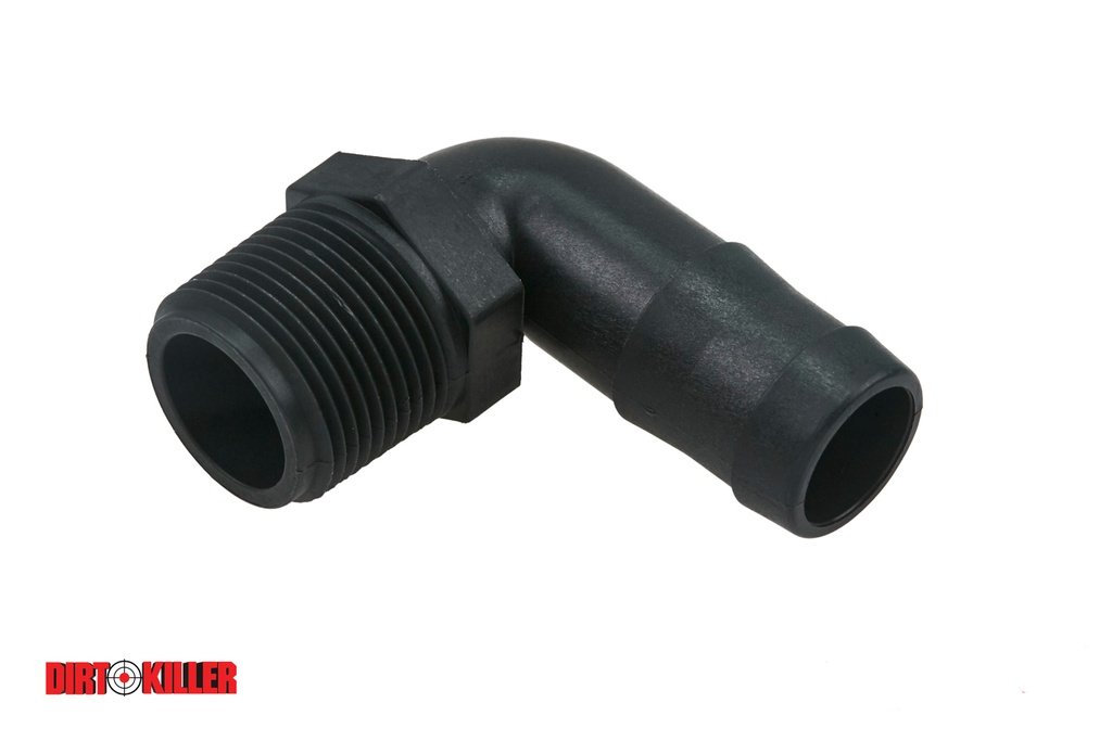 Poly Hose Barb 90 degree Elbow 1" MNPT x 1" Barb