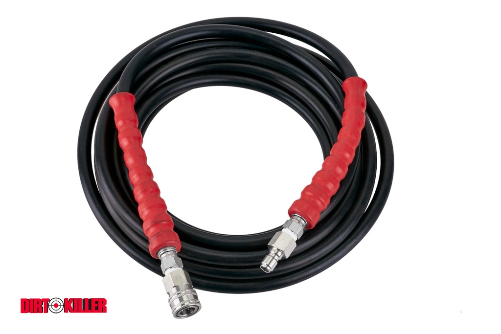  25’ Black High Pressure Hose Assembly With 3/8” Stainless Steel Quick Disconnects Installed