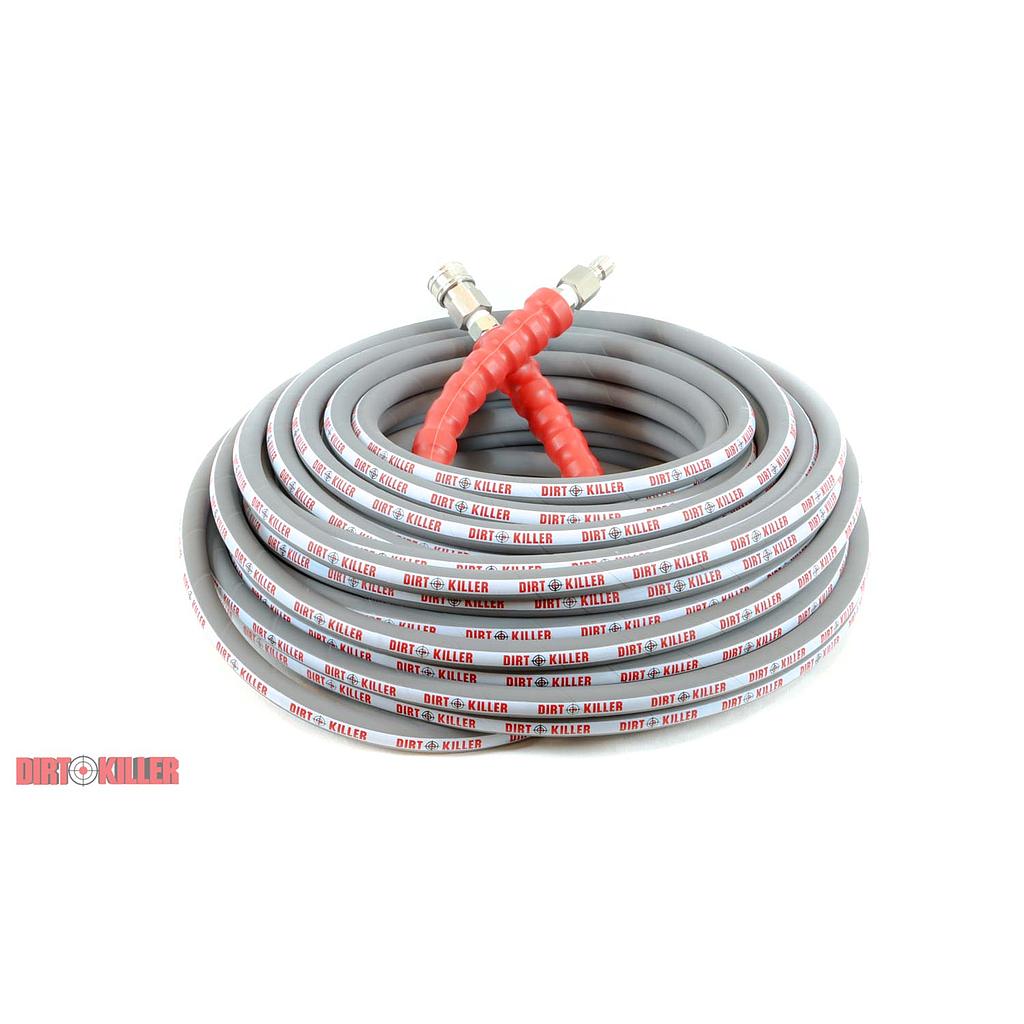 100’ Grey Non-marking Double Wire High Pressure Hose Assembly With 3/8” Stainless Steel Quick Disconnects Installed