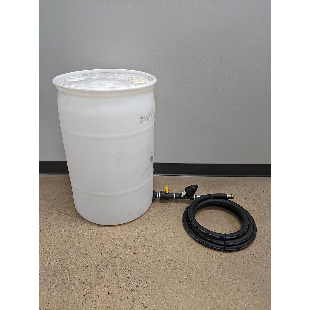 30 Gallon Drum Style Buffer Tank with Ball Valve, Filter and 10' Supply Hose