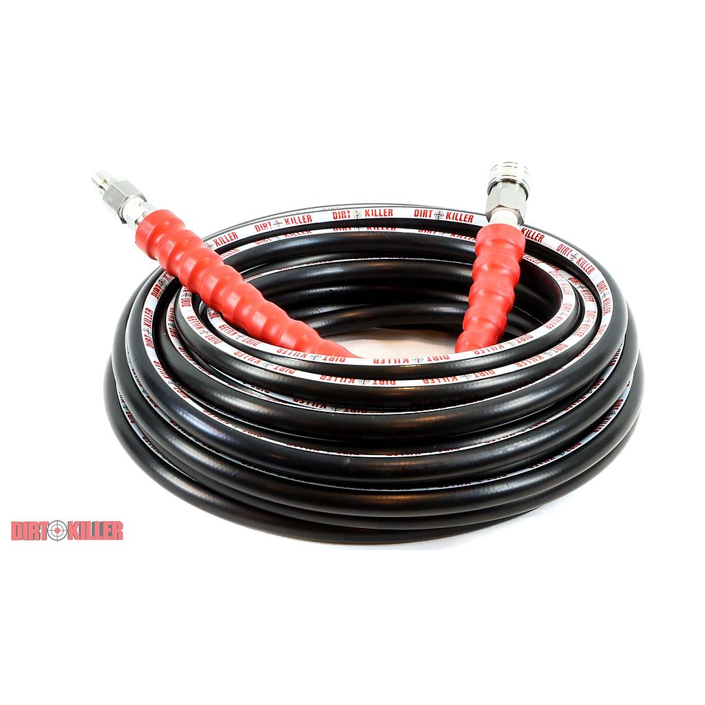 50’ Black High Pressure Hose Assembly With 3/8” Stainless Steel Quick Disconnects Installed