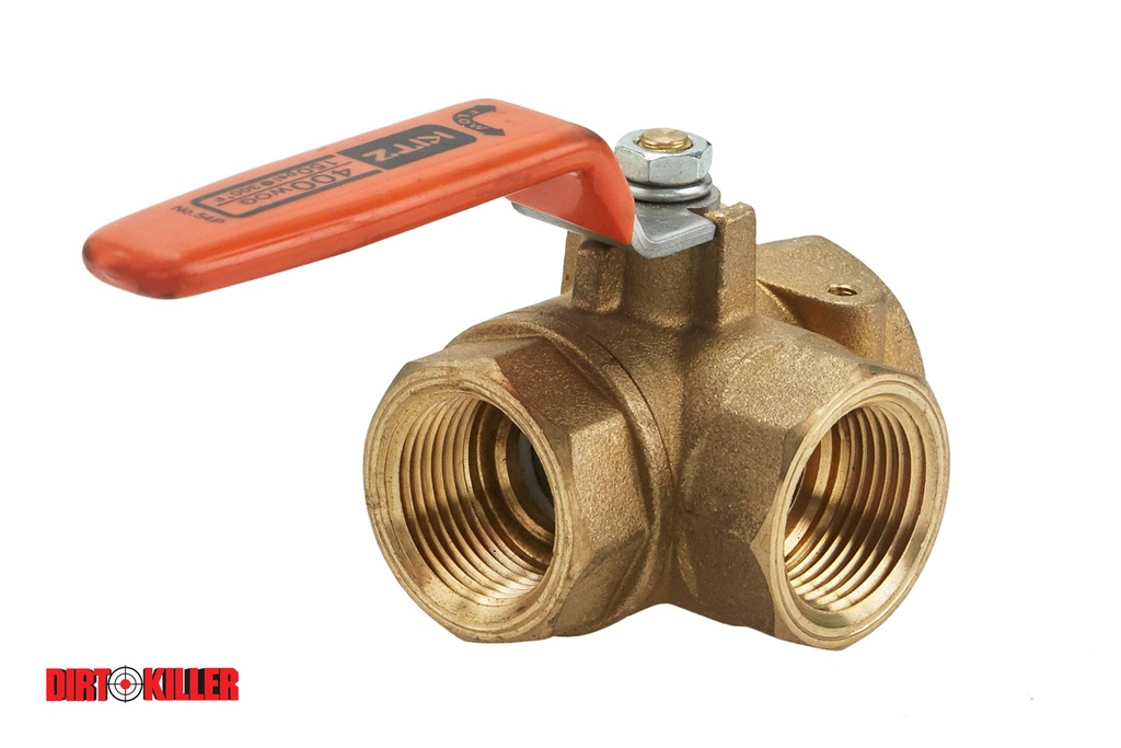 3-way Ball Valve, 1"FPT, Brass 400psi, #54-100