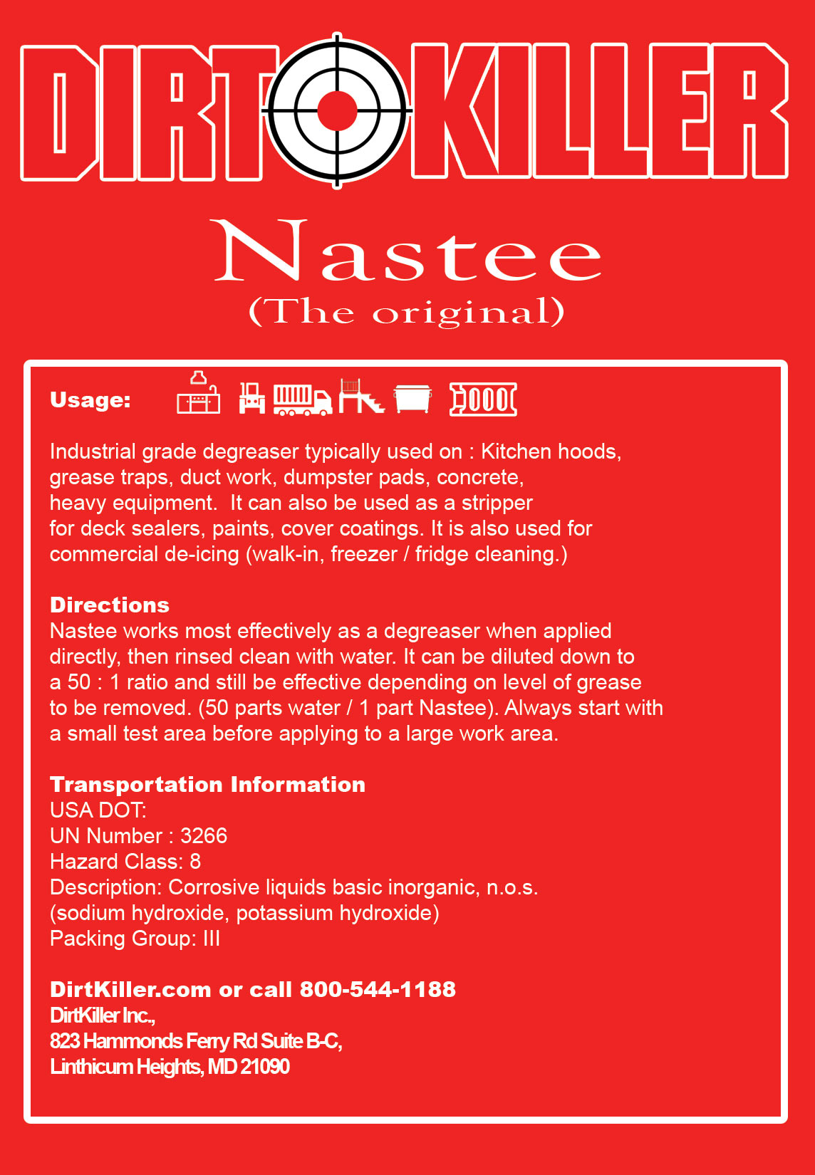 Label 3 - Nastee Industrial Degreaser - Concrete Clean - Remove oil stains