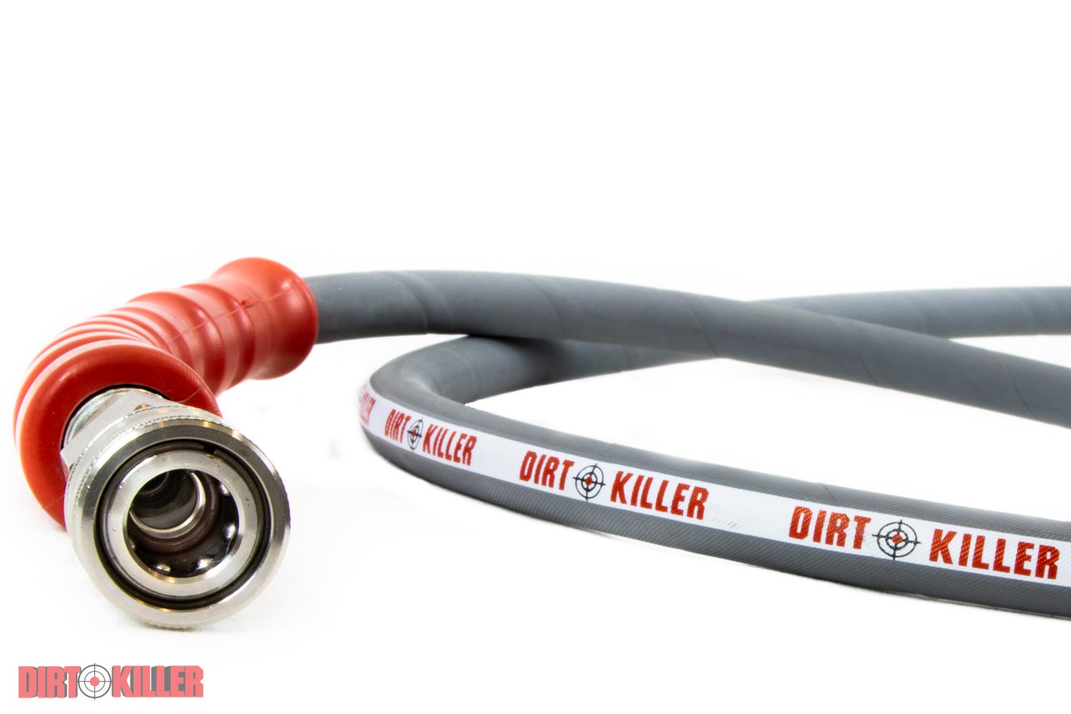 50’ Grey Single Wire High Pressure Hose Assembly With 3/8” Stainless Steel Quick Disconnects Installed