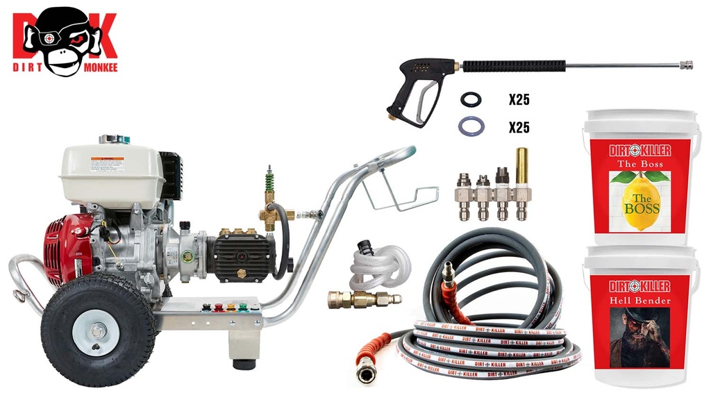Belt Drive House Wash Starter Kit 5 GPM 3000 PSI with accessories