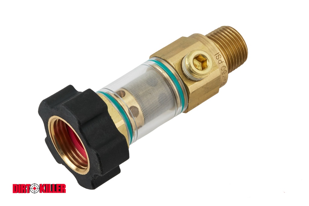 1/2" Clear Water Inlet Strainer With Bypass Ports | Pressure washer plumbing
