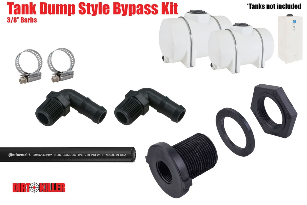 [98BYPASS38]  Tank Dump Style Bypass Kit, 3/8" Barbs
