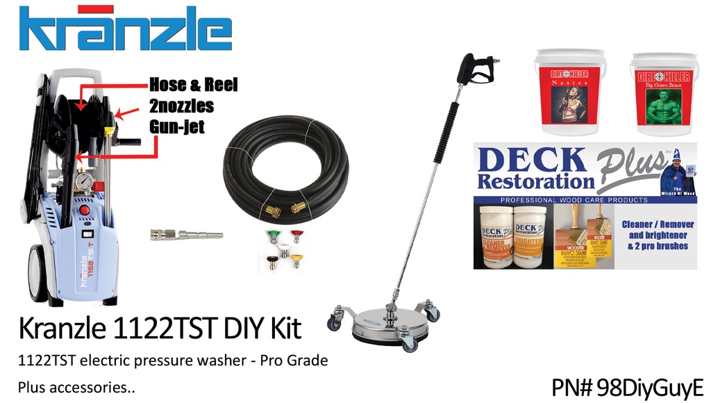  Electric DIY Guy Kit, Includes Kranzle 1122TST, Surface Cleaner, Accessories And Soaps