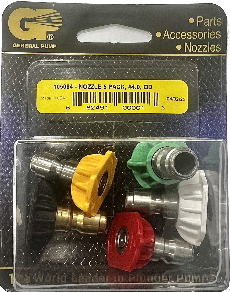  General Pump #4.0 Nozzle Pack  (0 degree , 15 degree , 25 degree , 40 degree , & Soap)