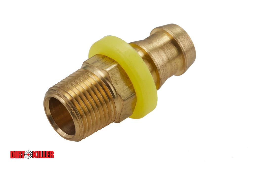  Brass Push-On Adapter Barb 3/8" MNPT x 1/2" Barb