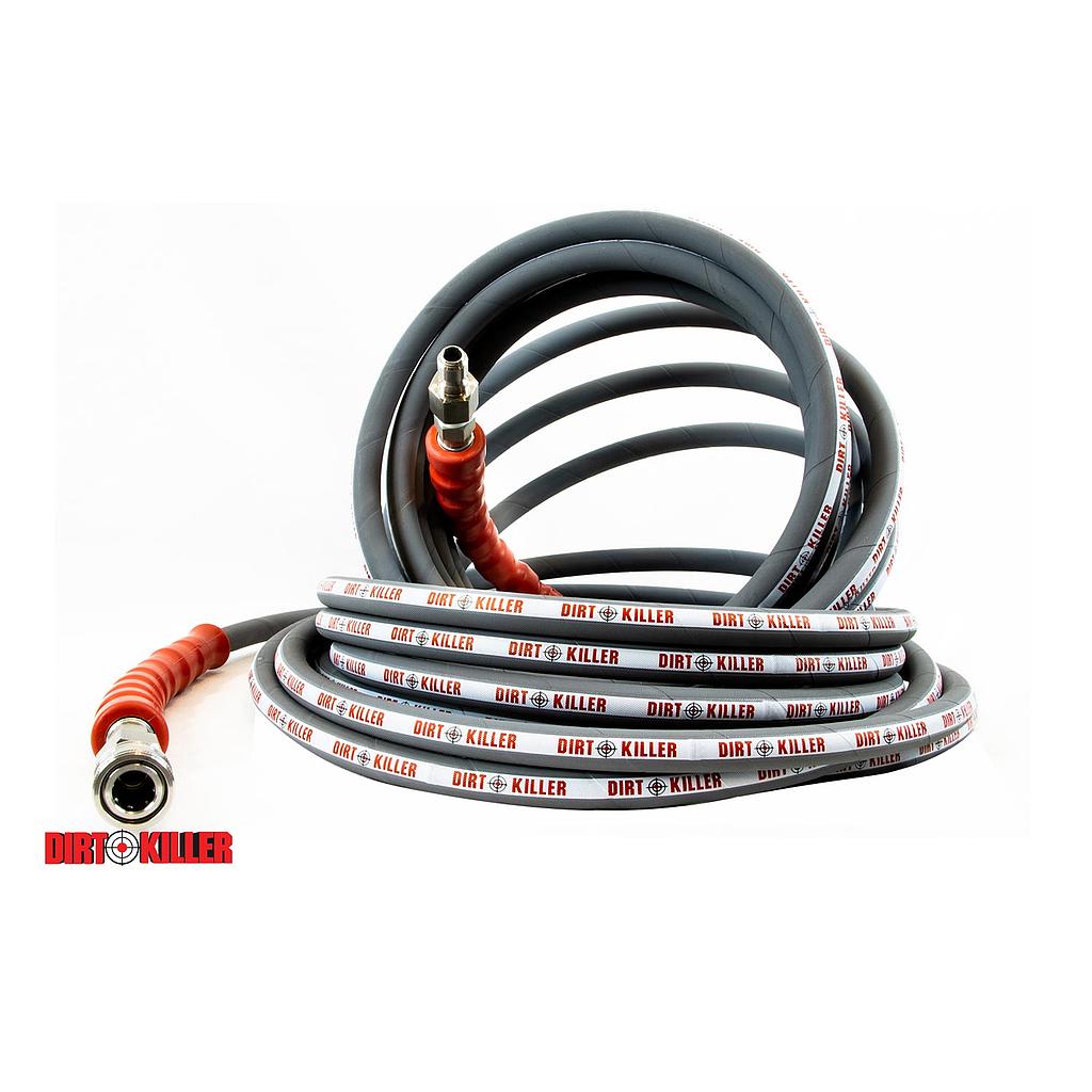 [9800500] 50’ Grey Single Wire Non-Marking High Pressure Hose Assembly With 3/8” Stainless Steel Quick Disconnects Installed