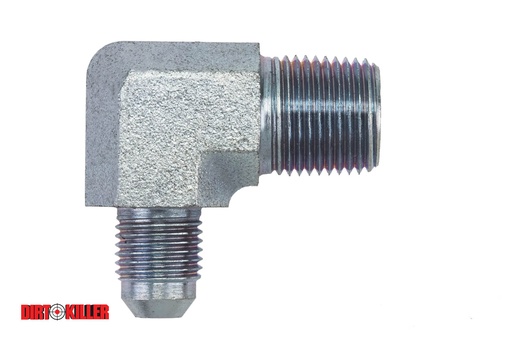 [5100630]  Steel JIC Adapter 90 degree  Elbow 3/8" MNPT x 1/2" Male JIC