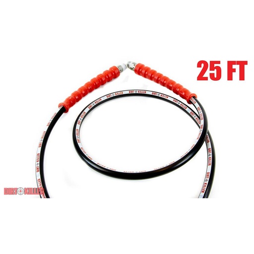 [5200016]  25’ Black High Pressure Hose Assembly With 3/8” MNPT Swivel Crimps