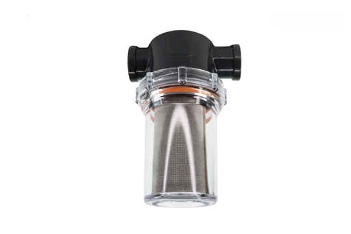 [5500117]  Clear Bowl Filter 1/2" FNPT Ports 80 Mesh Screen
