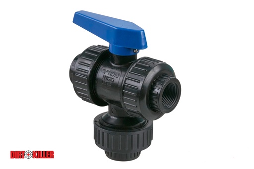 [5400031]  Poly 3/4" Three Way Ball Valve True Union FNPT