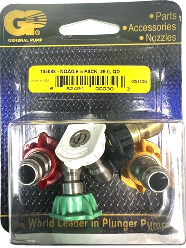 [9800386]  General Pump #6.0 Nozzle Pack  (0 degree , 15 degree , 25 degree , 40 degree , & Soap)